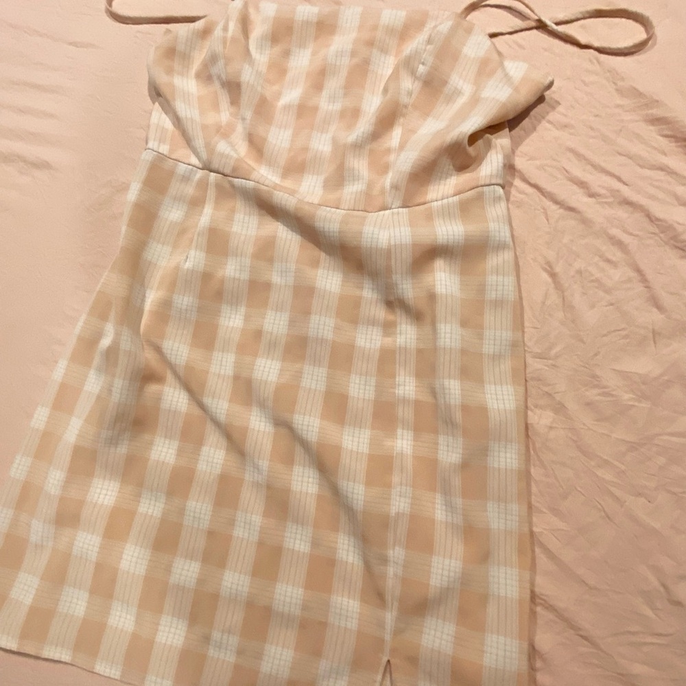Checkered Pink Gingham Spaghetti-strap Minidress
